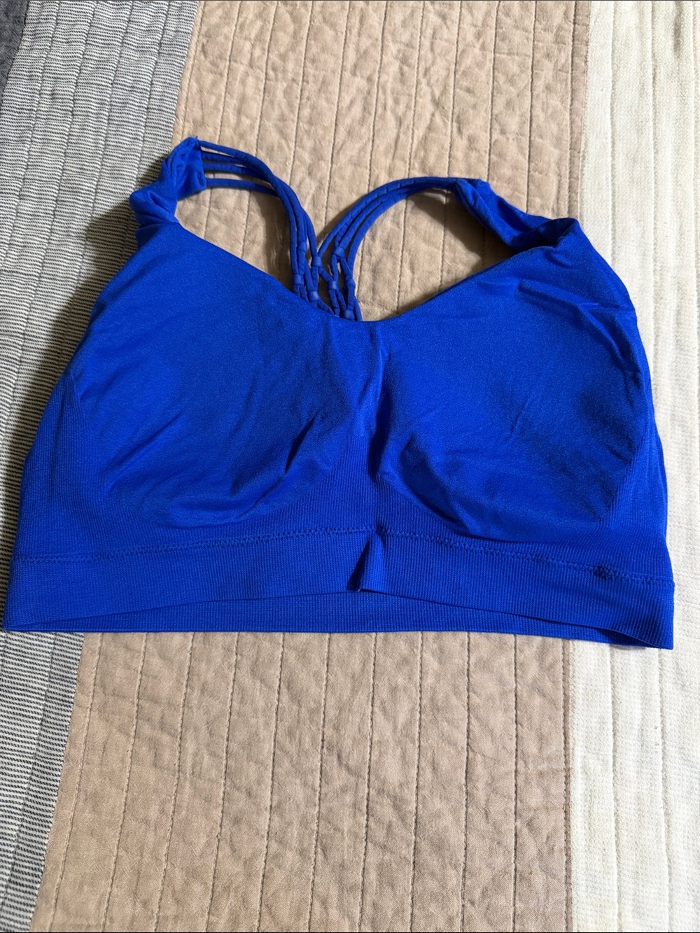 Blue Strappy Back Wireless Sports Bra